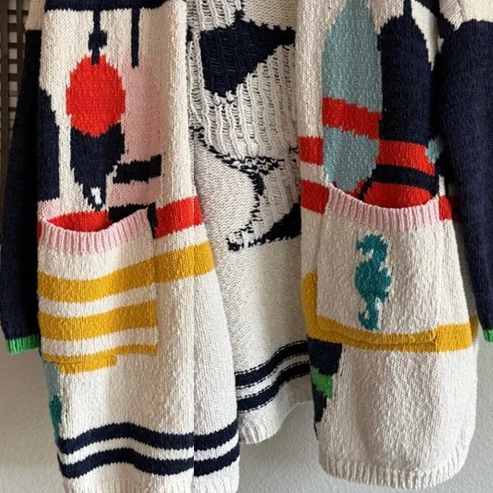 ANTHROPOLOGIE MAEVE Nautical Buoy Cardigan Sweater - SIZE 1X - Picture 6 of 9